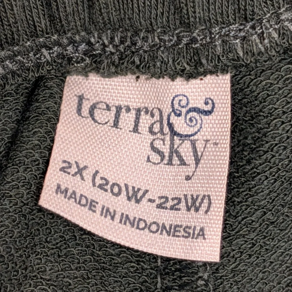 Terra‎ & Sky French Terry Drawstring Knit Shorts 2X Dark Green Aloe New NWT